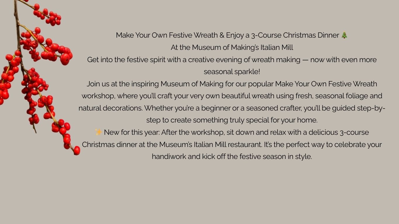 Sunday 23 November 2025   Christmas Wreath Workshop and Dinner