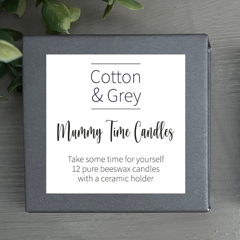 Mummy Time Mini Bees Wax Candles – Cotton & Grey