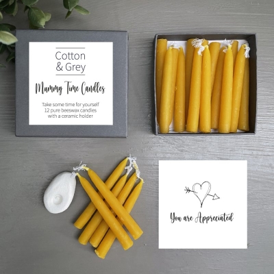 Mummy Time Mini Bees Wax Candles – Cotton & Grey