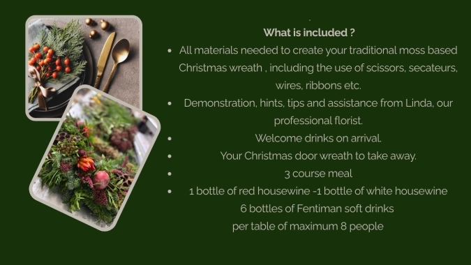 Sunday 29 November 2026 Christmas Wreath Workshop and Dinner