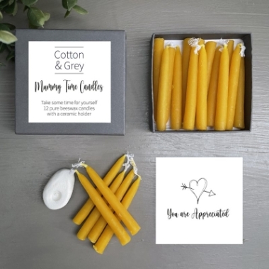 Mummy Time Mini Bees Wax Candles – Cotton & Grey